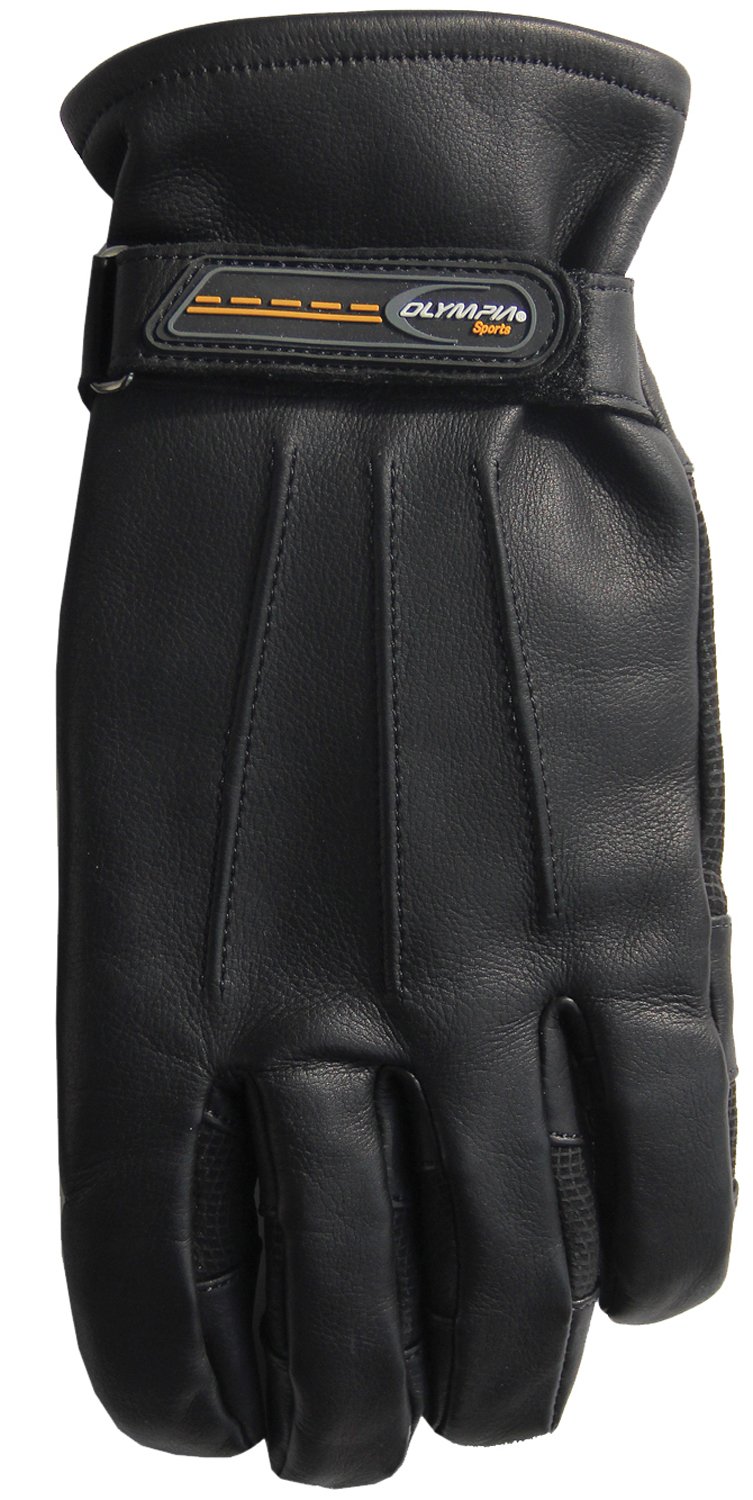 Olympia Sports Men's Lined Roper Touch Gloves (Black, Small)