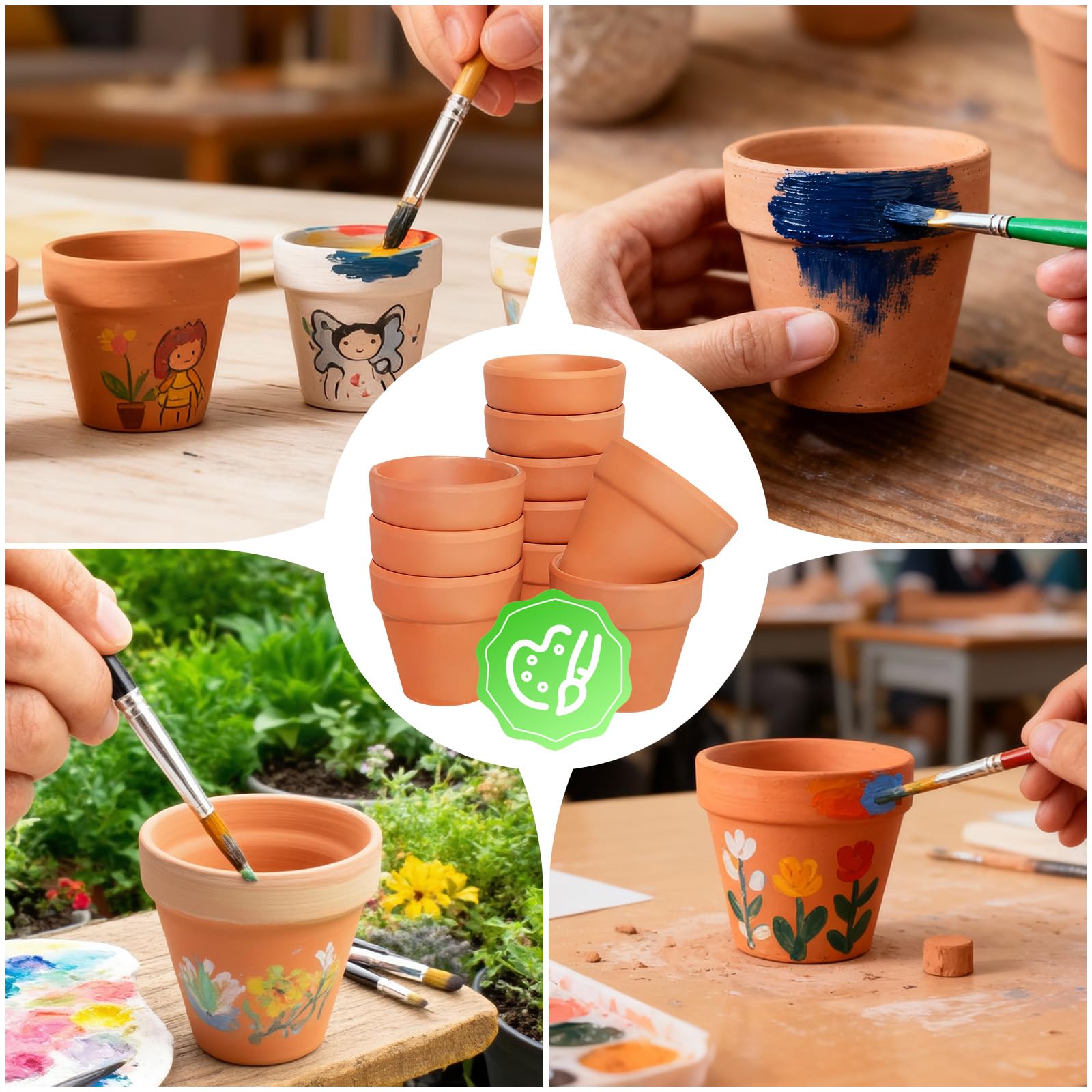 Valyrane Pack de 24 Macetas de Terracota de 5,5 cm con Agujero de Drenaje, Pequeñas Macetas Reutilizables para Suculentas, Cactus y Flores, Ideales para Manualidades en el Hogar y la Oficina — view 7