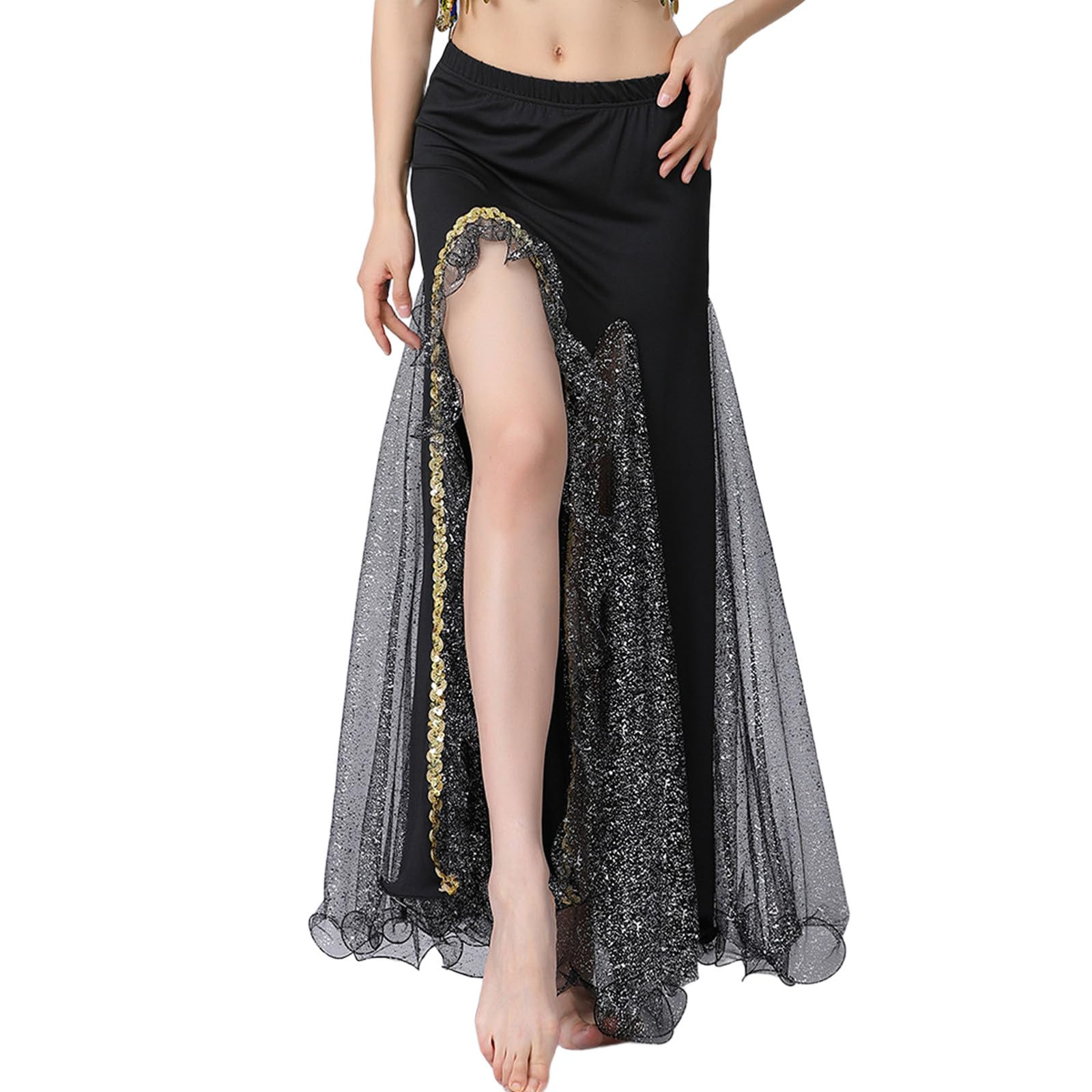 Generisch Tüllrock Mit Glitzer Damen Pailletten Petticoat, Modischer Tüllrock Für Damen 50S Kurz Ballet Tanzkleid Karneval Party Tutu Kurz Ballett Unterrock Petticoat Kleid Schwarz