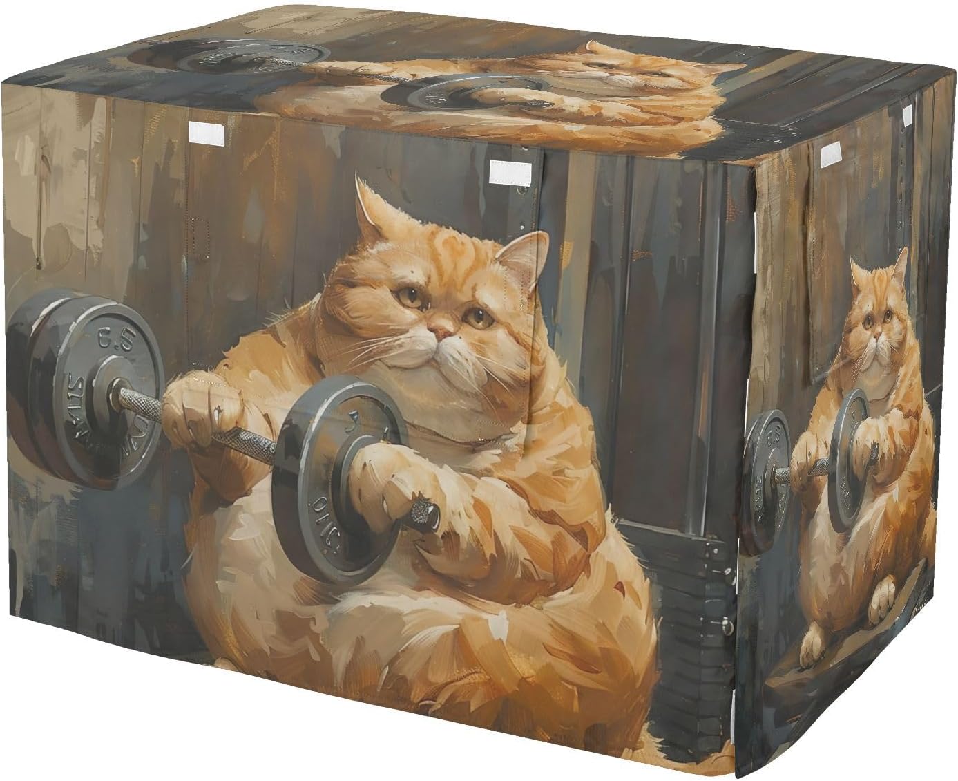 Fat Cat Gym Funny Pet Cage Cover with Openings, Wind-Resistant Kennel Cover for Dogs, X-Large