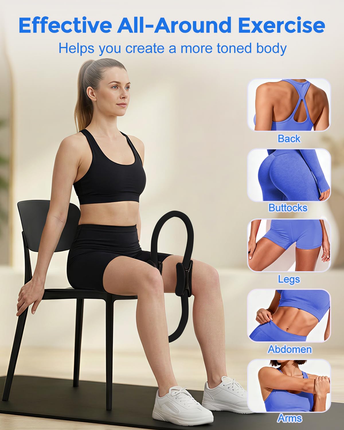 Pilates Essentials Kit para Mujer, Equipo de Pilates Magic Circle de 14 Pulgadas, Juego de Anillo de Pilates y Bola, 5 Bandas de Resistencia y Accesorios para Entrenamiento en casa, Principiantes