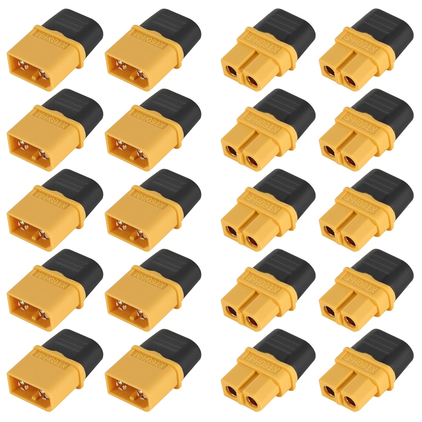 AEDIKO 10 Pairs XT60H Connector (XT60 Uograde) XT60H Male Female Bullet Connectors Plugs for RC Lipo Battery Rc Drone Airplane Accessories