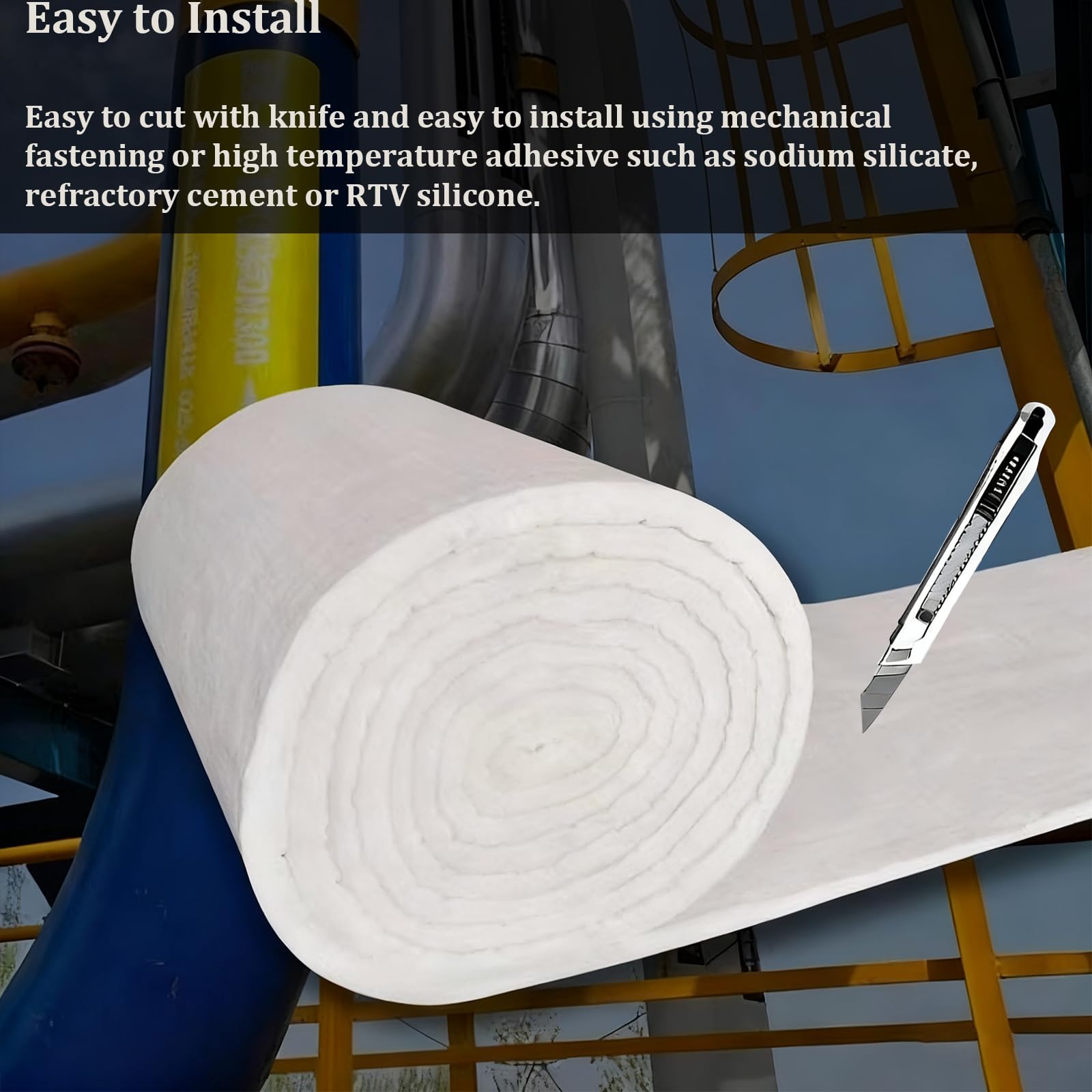 Manta de Fibra de cerámica, Manta Aislante ignífuga 2300F para Horno de Pizza Forja, Horno de fundición, Aislamiento de Pared(610mmX1m,Thickness: 60mm)