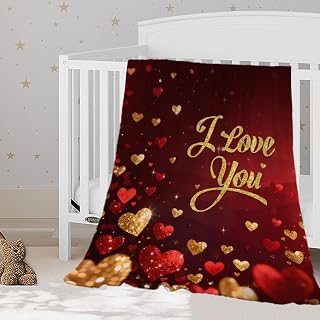 YeeJu Valentines Day Baby Throw Blanket Small Red I Love You Heart Blanket Lap Pet Toddler Swaddle Wedding Gift Soft Cozy Lightweight Fuzzy Plush Fleece Throws 30x40