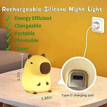 Xinrongda Capybara Night Light Kids, Capybara Lap For Bedside Touchablely, Squishy Light