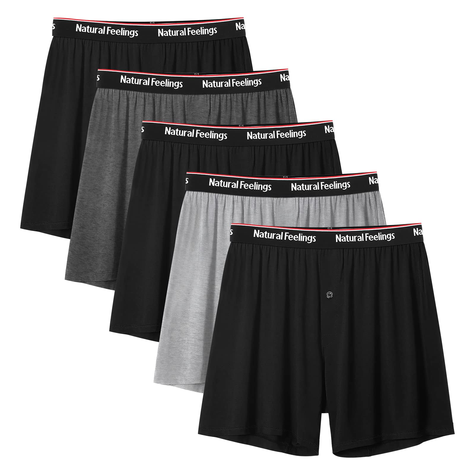 Natural Feelings Men's Boxer Short Bamboo Viscose Boxers for Men Loose Fit Mens Soft Underwear Breathable Boxers for Men Pack