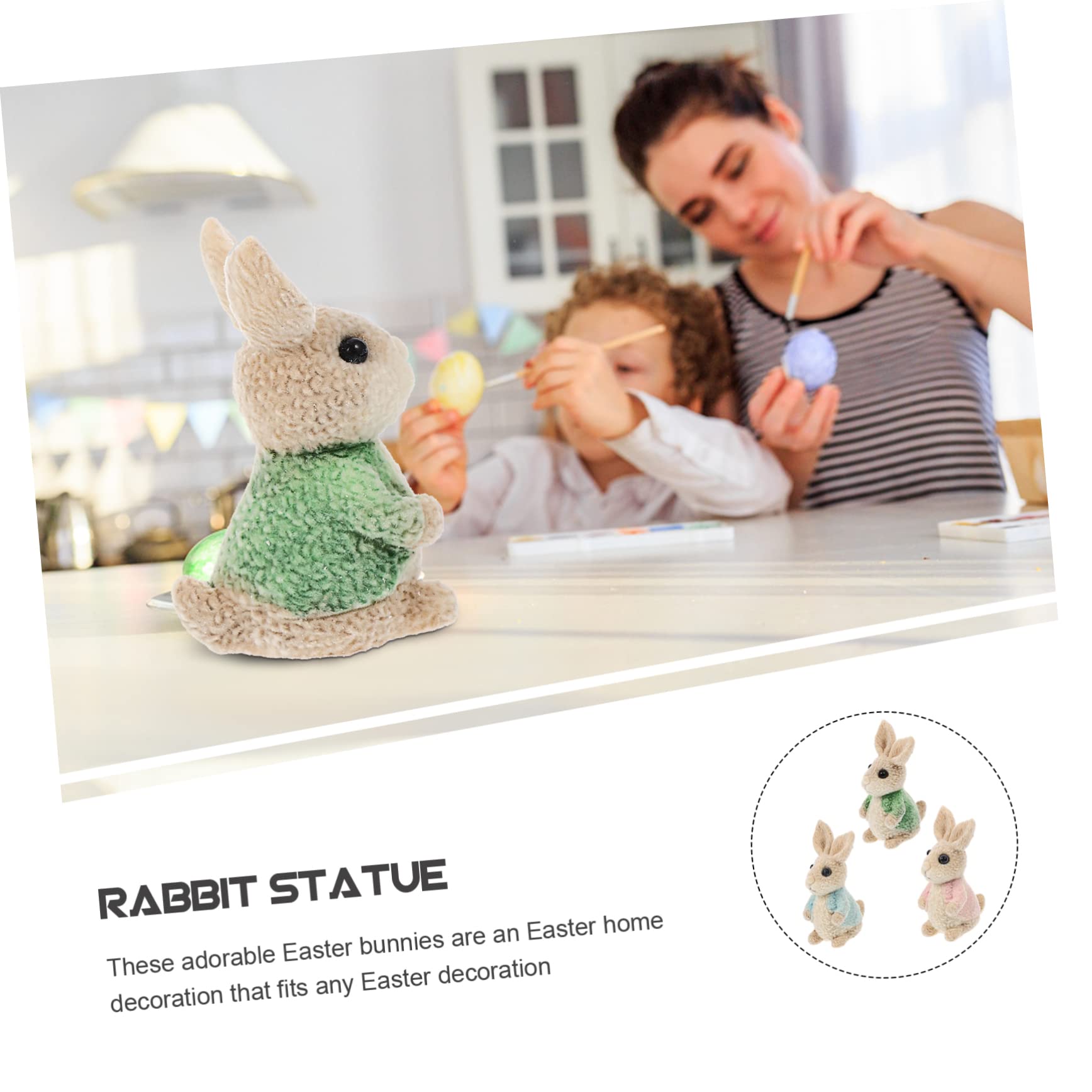 Toyvian Osterhasenfigur aus Kunstharz 3 Stück zur Tischdekoration mit Liebevollem Design