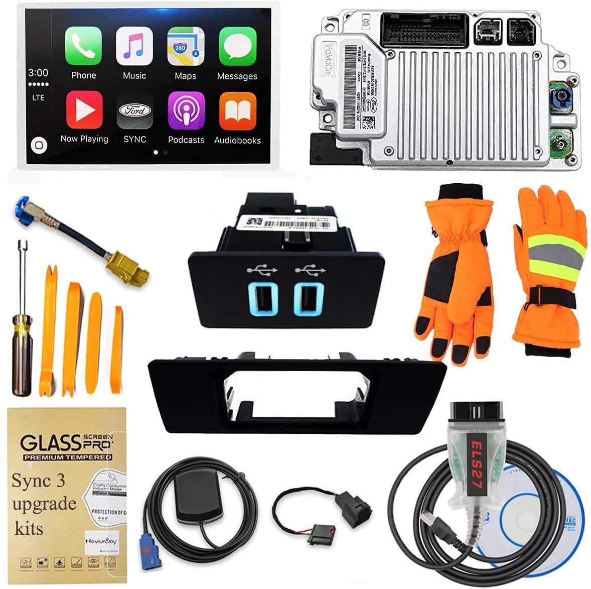 2021 SYNC 3 Upgrade Kit, Fits for Ford 2015 Ford Edge SYNC 2 to SYNC3.4 MyFord Touch (MFT) Support Carplay,Including 8 Inch Screen, GPS Navigation Antenna,APIM Module,USB Hub,na3.4119