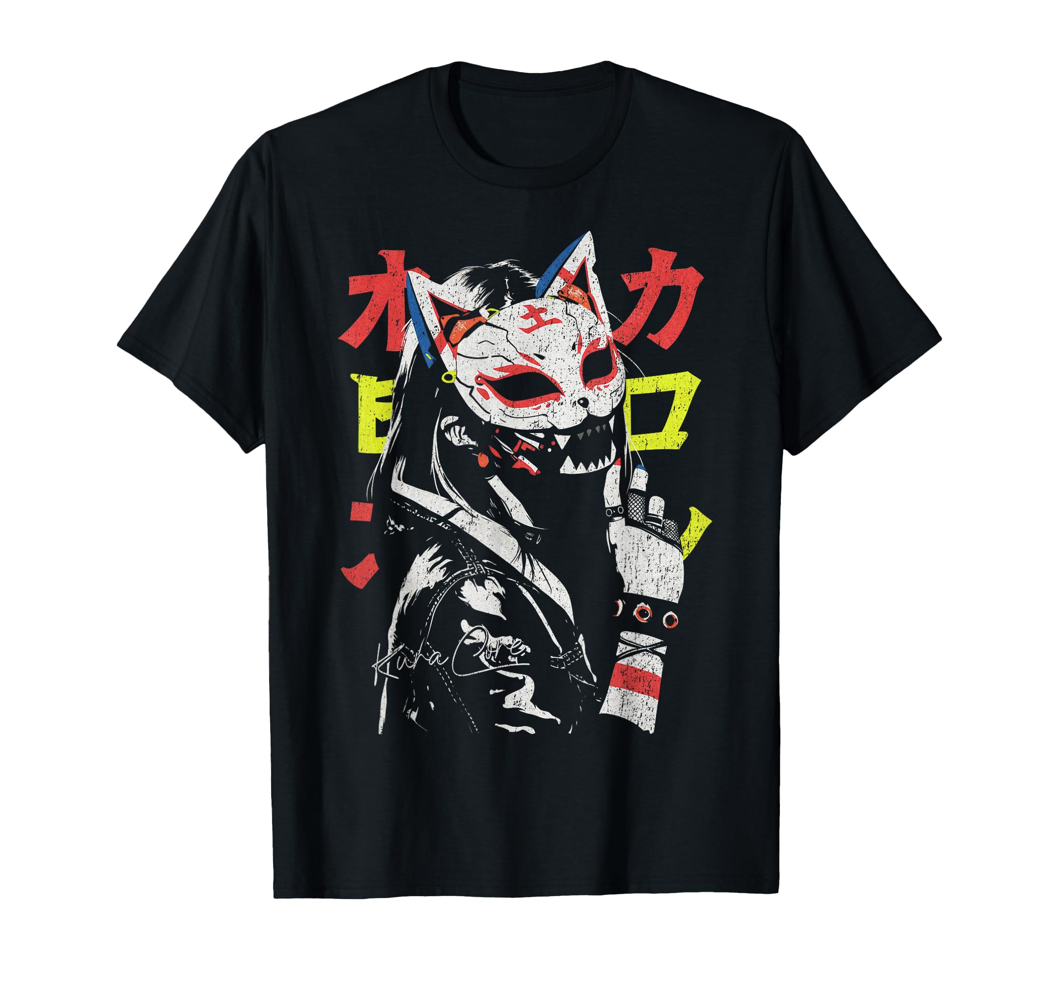 Japanese Streetwear Cyberpunk Y2K Techwear Neko Manga Anime T-Shirt