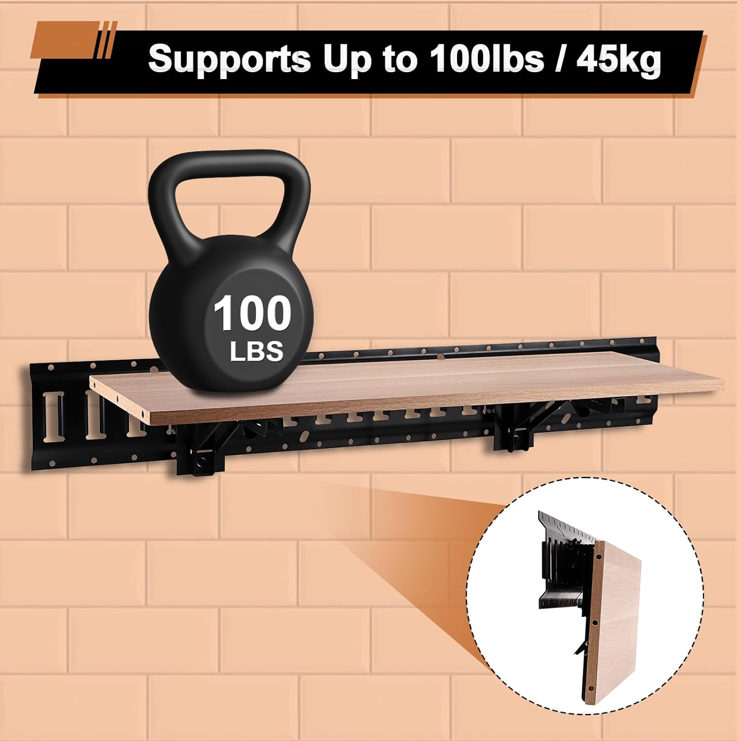 OwnMy 10 Inch E Track Folding Shelf Brackets Heavy Duty E Track Accessories for Enclosed Trailers, 4PCS E-Track Rail Fixed Shelf Bracket Collapsible Shelves Brackets for Truck Van Garage Workbench