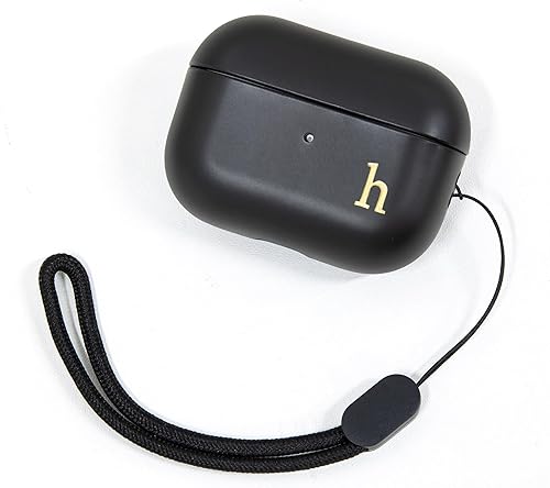 Miniatura 1 de COLLECTIVE HOME - Funda negra para AirPods Pro de 1 y 2 generación, diseño de letra personalizado, elegante y seguro con cordón, material de TPU