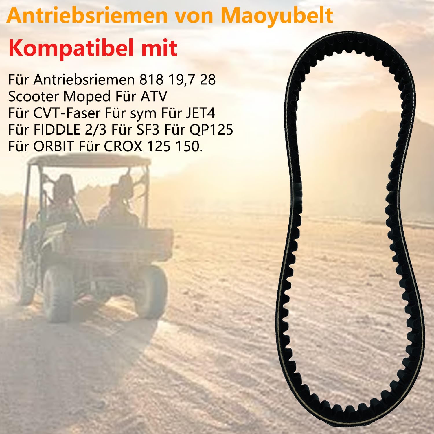Courroie de transmission de moto pour courroie de transmission 818 19,7 28 scooter cyclomoteur pour ATV pour CVT Fiber pour Sym pour JET4 pour FIDDLE 2/3 pour SF3 pour QP125 pour ORBIT pour