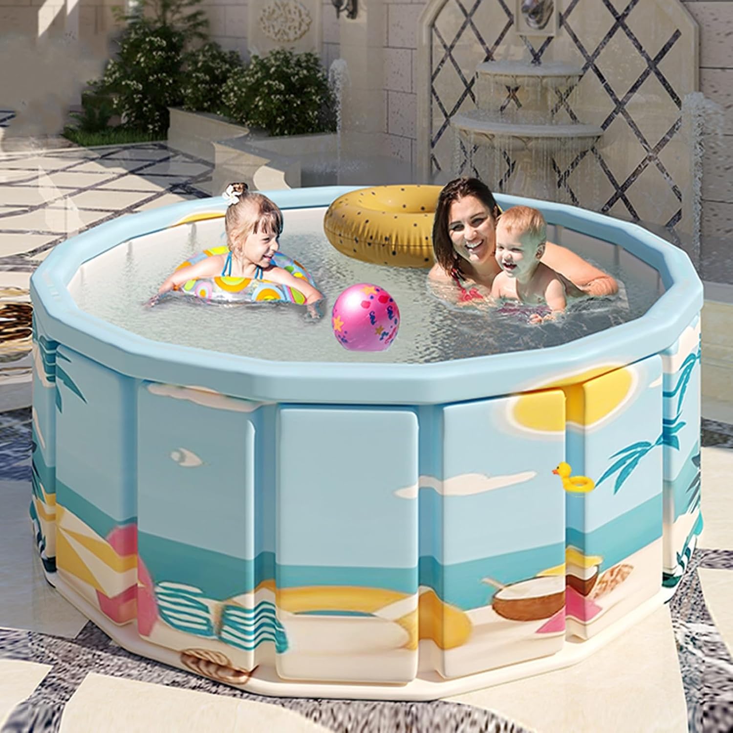 Small Pool, Dog Pool, Durable Swimming Pools, Scratch Resistant Bathing Tub for Pets, Portable for Indoor Outdoor Use(A,90cm/35in)