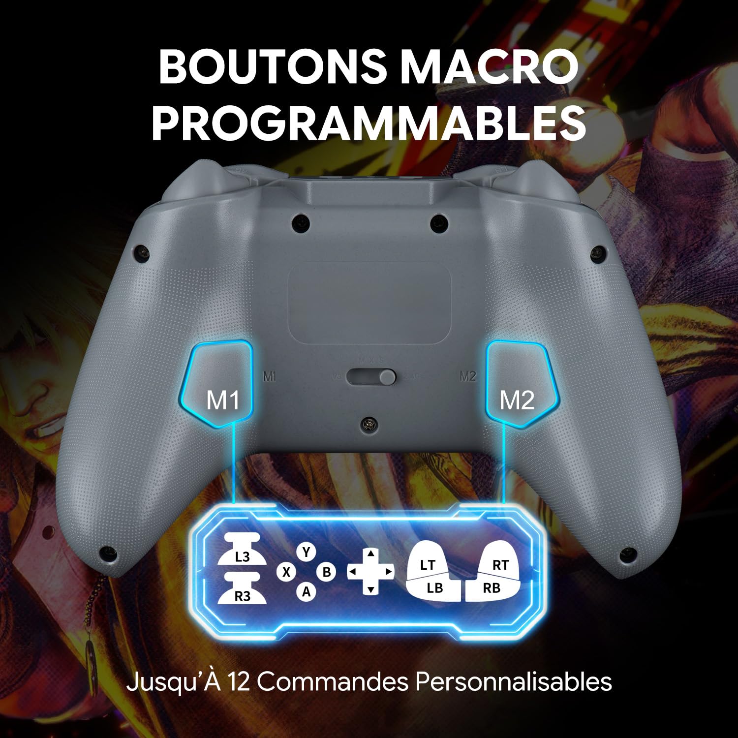 NITHO KARMA Manette Sans Fil Compatible avec Switch, Switch 2, PC, iOS & Android, Gamepad avec Gâchettes à Effet Hall, Macro, Gyroscope à 6 Axes, Double Vibration & Turbo – Gris