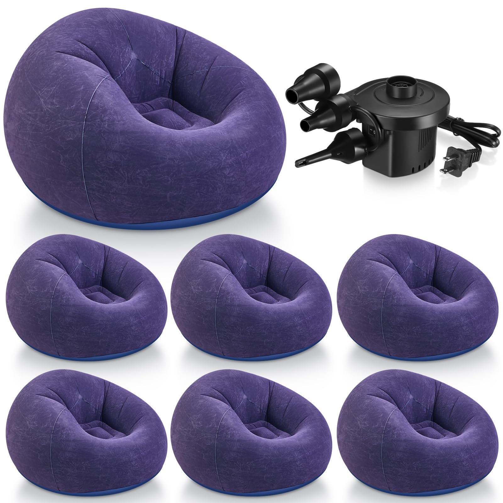Realspring 6 9 12 Pcs Inflatable Bean Bag Chairs for Adults with Electric Air Pump, Blow up Couch Folding Portable Inflatable Couch Lazy Sofa for