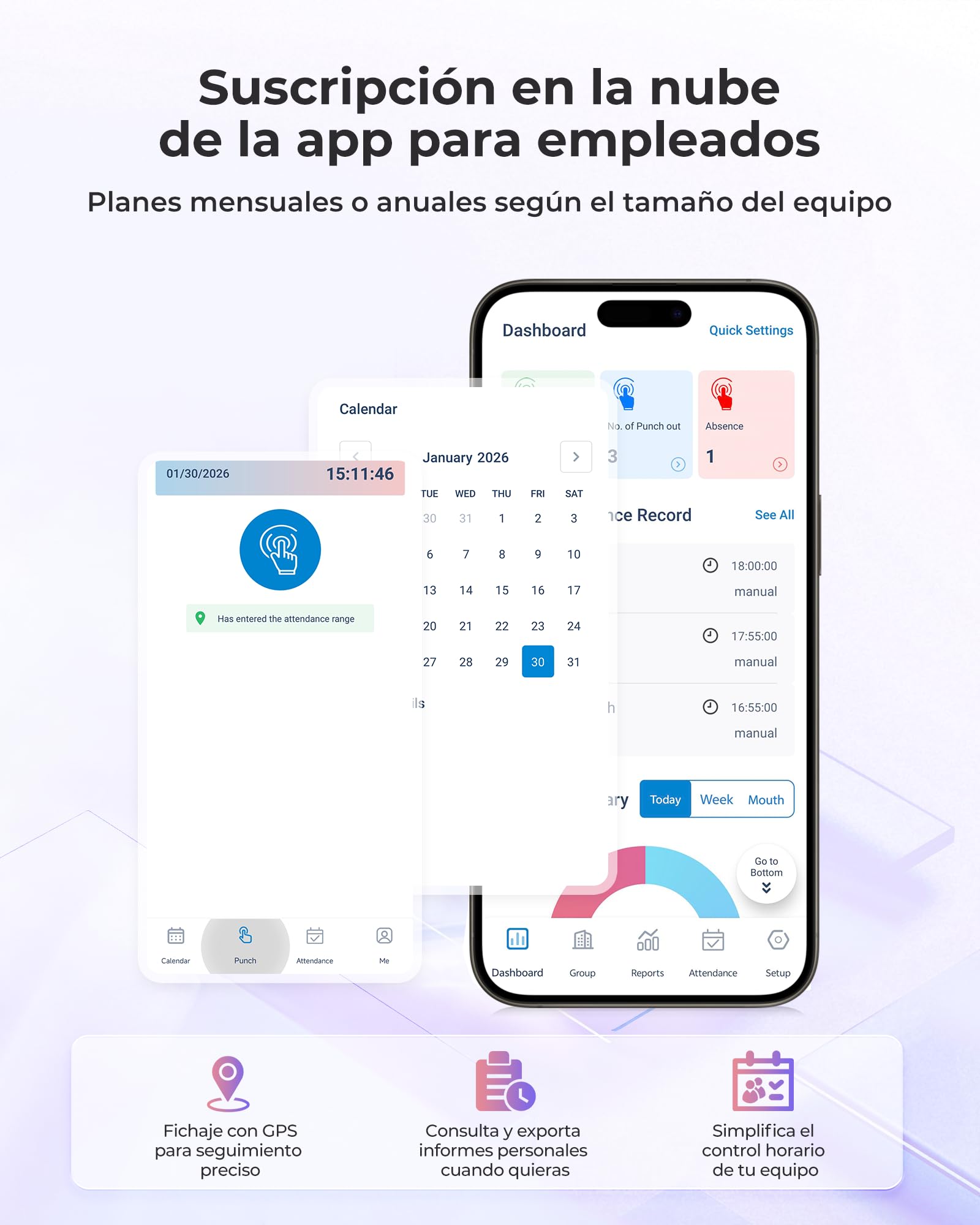 NGTeco Reloj de Fichar Cloud,TC4 con Lector de Huella Digital para PYMES Sistema Biométrico con Reglas Personalizables, Software de Control Remoto y App iOS/Android