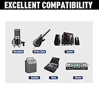 Vista 5 de Cable de guitarra de 4 pies/paquete de 2 - Ángulo recto + recto a recto, cable para instrumentos - nylon trenzado chapado en oro - 90 grados, 1/4