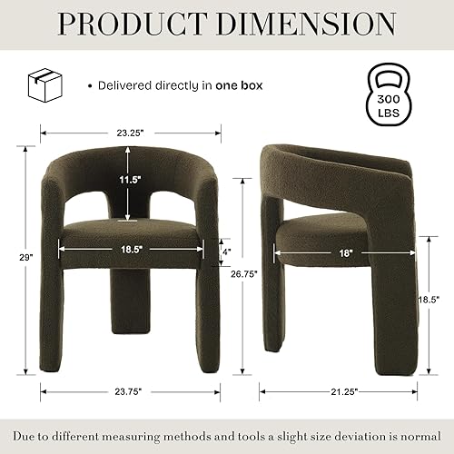 Miniatura 2 de Silla de comedor moderna con diseño de barril de sherpa, tapizada, de piel sintética, con brazo, cómoda silla auxiliar para cocina, sala de estar,