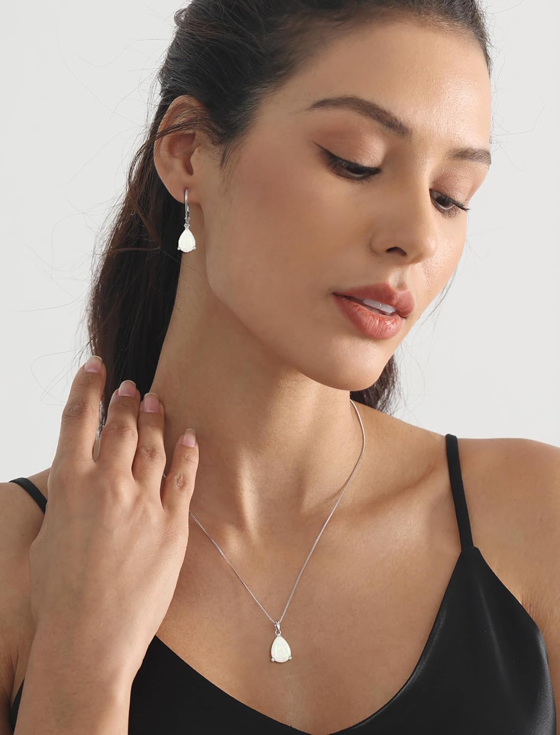 YL Teardrop Necklace 925 Sterling Silver Solitaire Pendant 9x12 MM Pear Cut Birthstone Jewelry for Women - Image 3