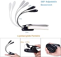 Vista 4 de Luz de soporte de música recargable, luz de lectura con clip, lámpara de libro de 8 LED, brillo de 3 niveles para protección ocular, perfecta