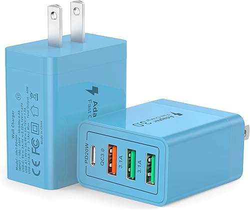 Cargador USB C de 40 W, paquete de 2 adaptadores de pared rápida tipo C para iPhone 1515 Pro1413, iPad Pro, Apple Watch, Google Pixel, Motorola,