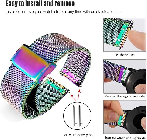 Miniatura 5 de DEALELE Correas compatibles con Samsung Galaxy Watch 66 Classic  55 Pro  44 ClassicGalaxy 3 1.614 in  Active 2, correa de repuesto de malla metálica