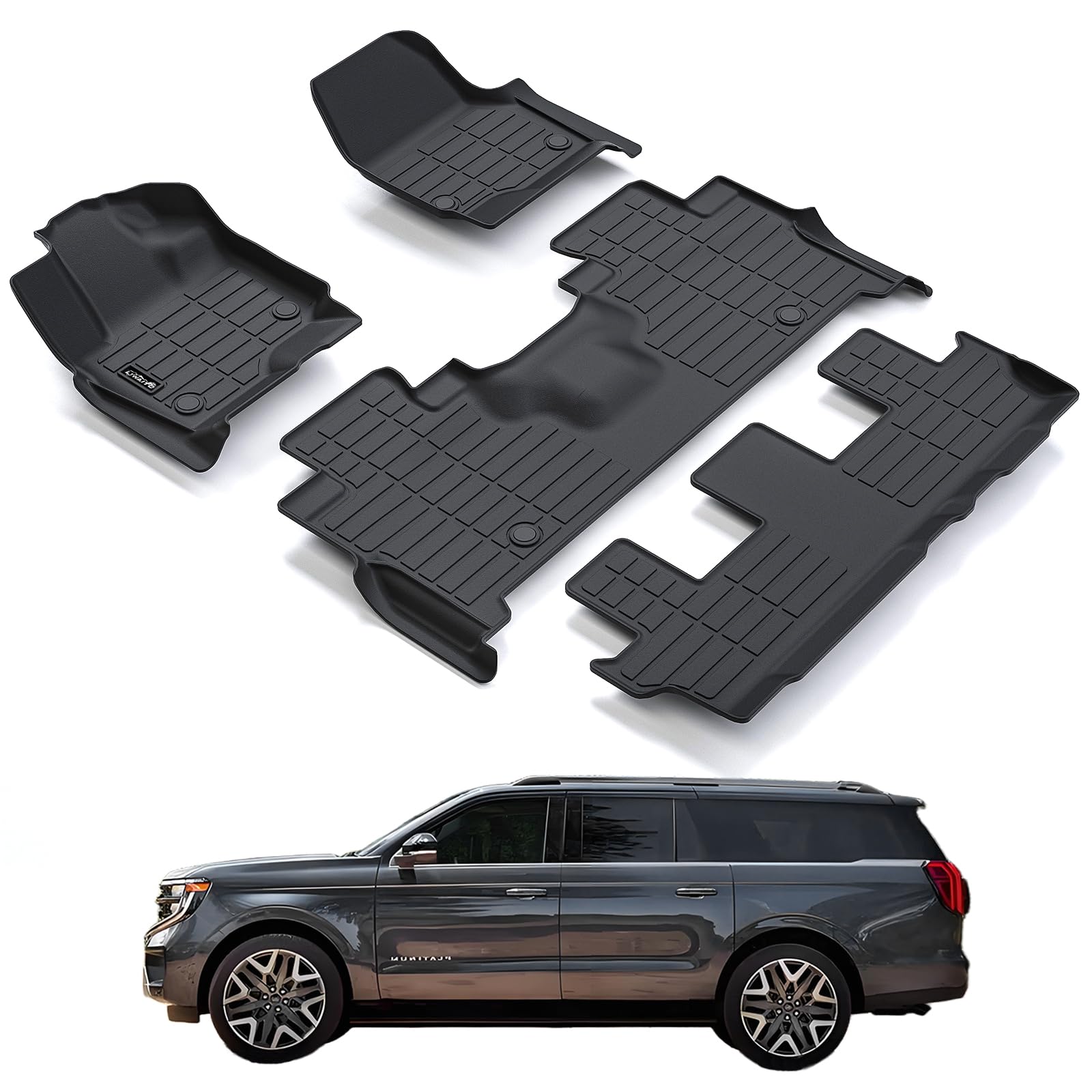 LJWAITO Floor Liners & Cargo Liners & Backrest Mat for 2016-2025 2026 Dodge Durango 6 Seats-2 Row Bucket Seat，TPE All Weather Protection Car Floor Mats with Trunk Mat Covering The Backrest — view 42