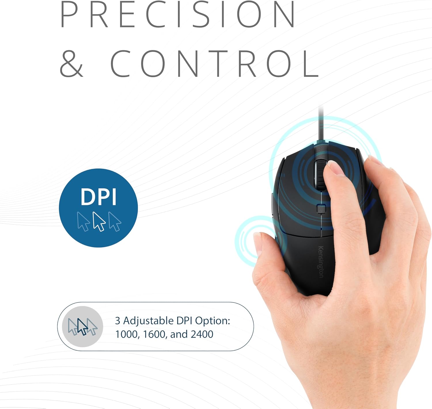 Kensington USB-C Wired Mouse, Pro Fit Ergo MY435 EQ Wired Mouse, for Small to Medium-Sized Hand, Programmable Buttons, Quiet-Click Buttons, USB-C Connection - Black (K72512NA) 7 71Avu49RmPL. AC SL1500