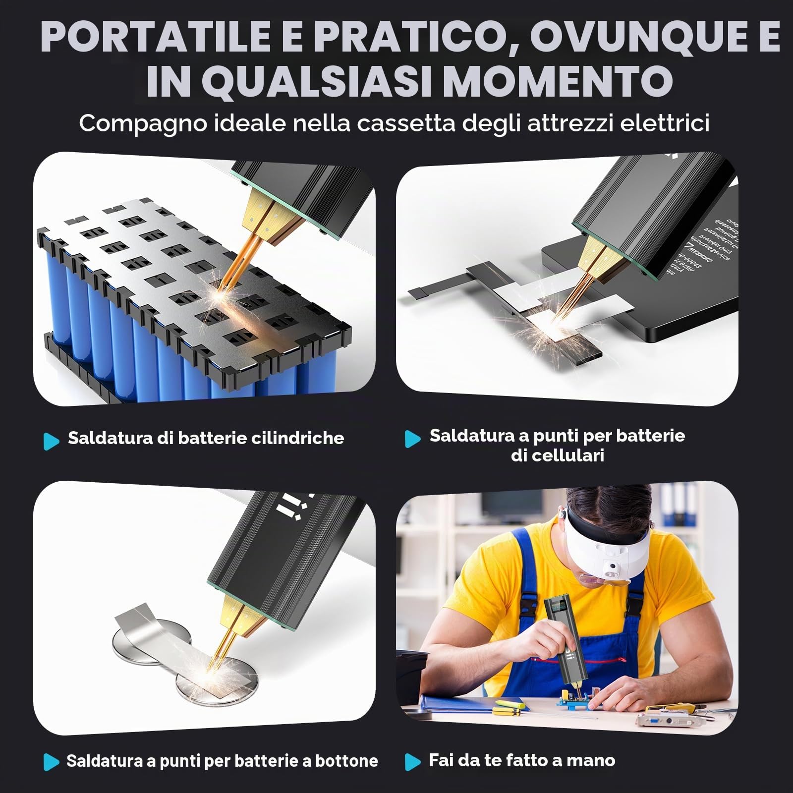 SEESII Saldatrice a Punti per Batterie: Mini Saldatore a Punti Portatile Aggiornato 80 Marce con Batteria, Spot Welder per Lamiere di Nichel 0,1-0,2 mm, Ferro, Acciaio Inossidabile