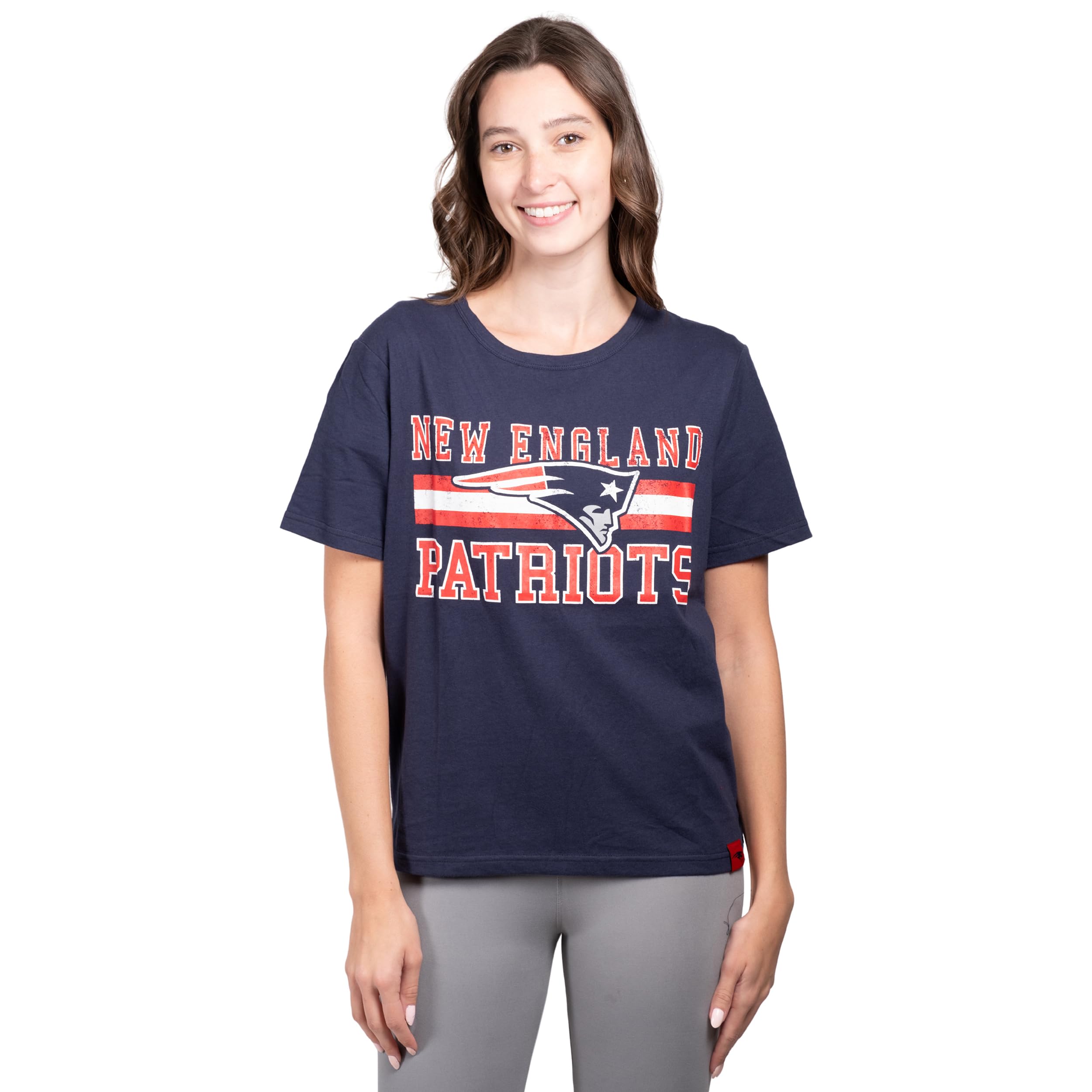 Ultra Game Women's NFL Official Distressed Graphics Super Soft Crew Neck T-Shirt