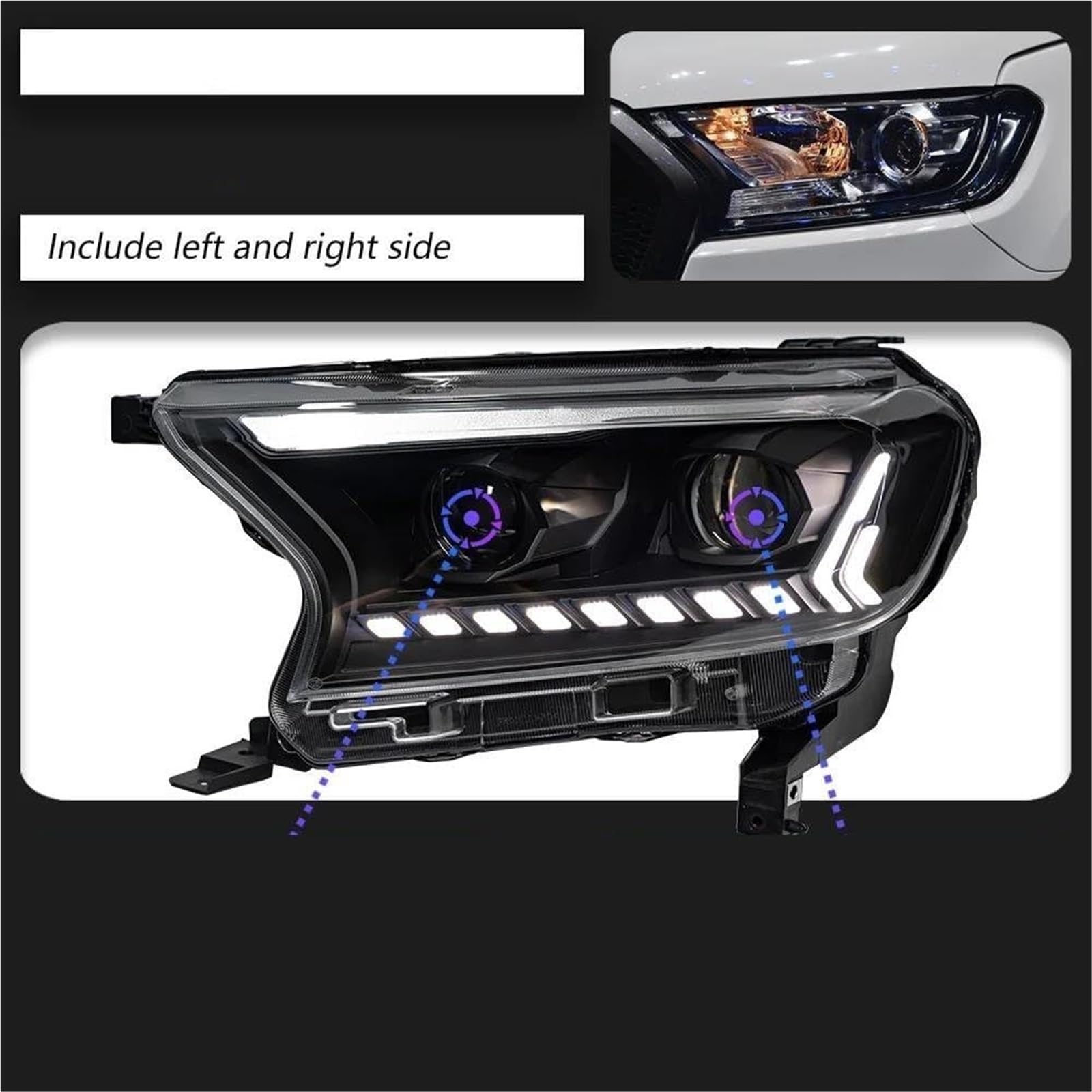 Phares Phare à LED pour Ford pour Ranger T7 2016-2021 (Full LED)