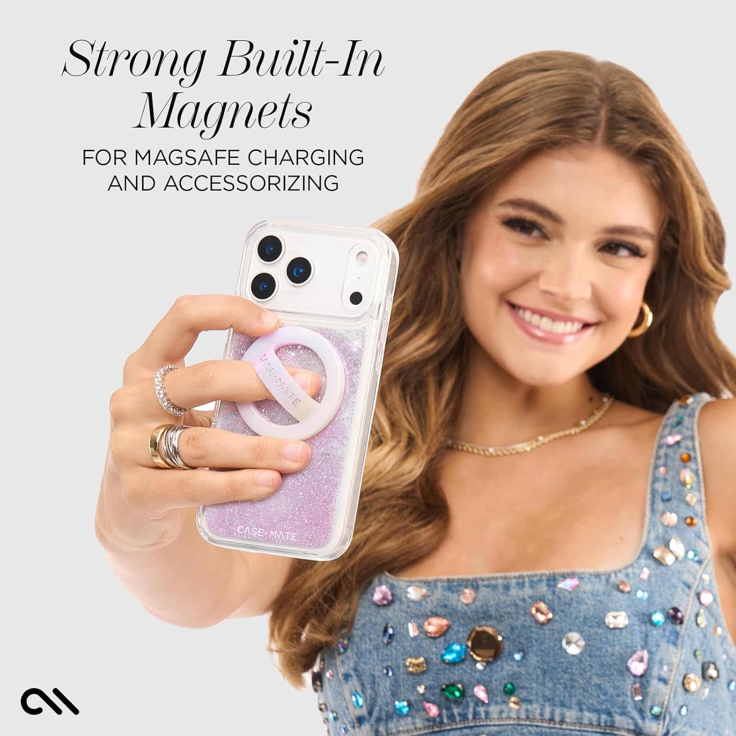 Case-Mate Soap Bubble iPhone 17 Pro Max Case [Compatible with MagSafe] - Liquid Glitter Phone Case with 12ft Drop Protection - Premium Magnetic Cover for iPhone 17 Pro Max - Iridescent Waterfall