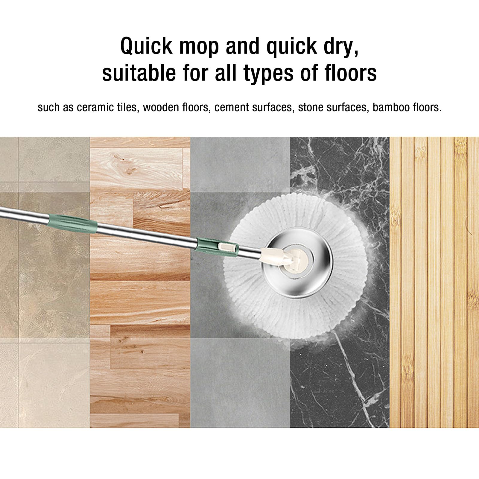 Generic de Cubo de Fregona Giratoria para Limpieza de Suelos sin Esfuerzo en el Hogar y la Oficina - Cabezales de Fregona Reutilizables Lavables - Limpieza Profunda para Madera Dura y Azulejos