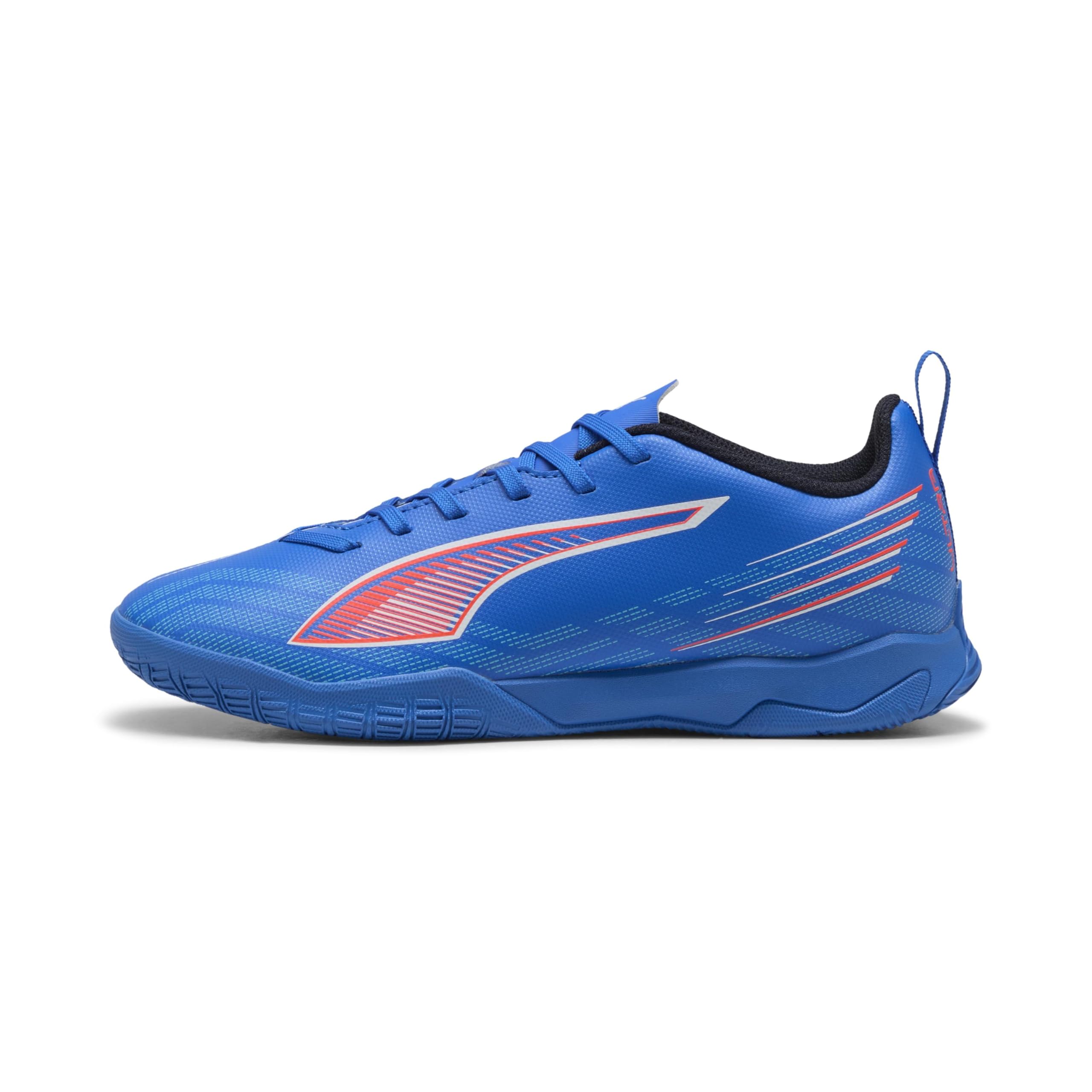 PUMA 6 Play IT JR Soccer Shoe, Ultra Blue White-Glowing RED, 4.5 UK