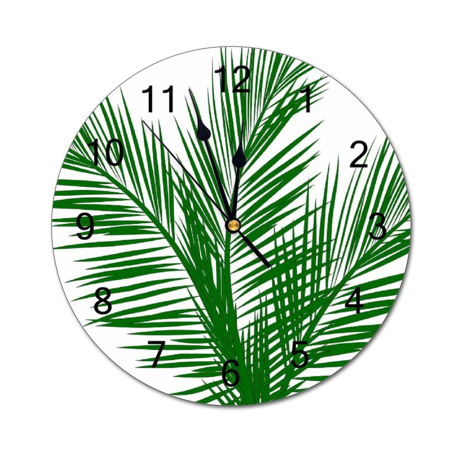 Orologio Da Parete Silenzioso 24 Cm Con Quadro Albero Tropicale E Spiaggia, In Acrilico, Batteria AA, Decorazione Da Tavolo O Parete