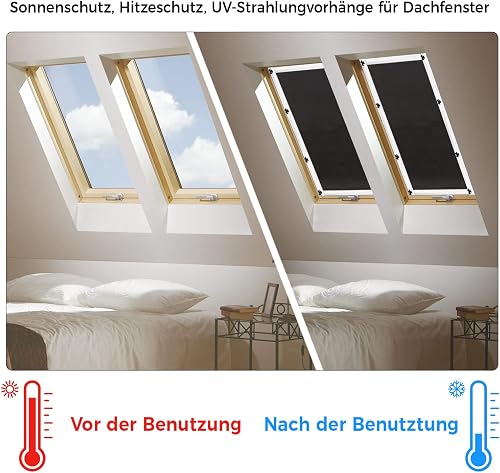 Thermal Sun Protection for Roof Windows | Thermal Protection for Indoors, for Velux and Roto Windows in Different Sizes 60 x 78 cm, Blackout Curtain for Roof Windows - 4
