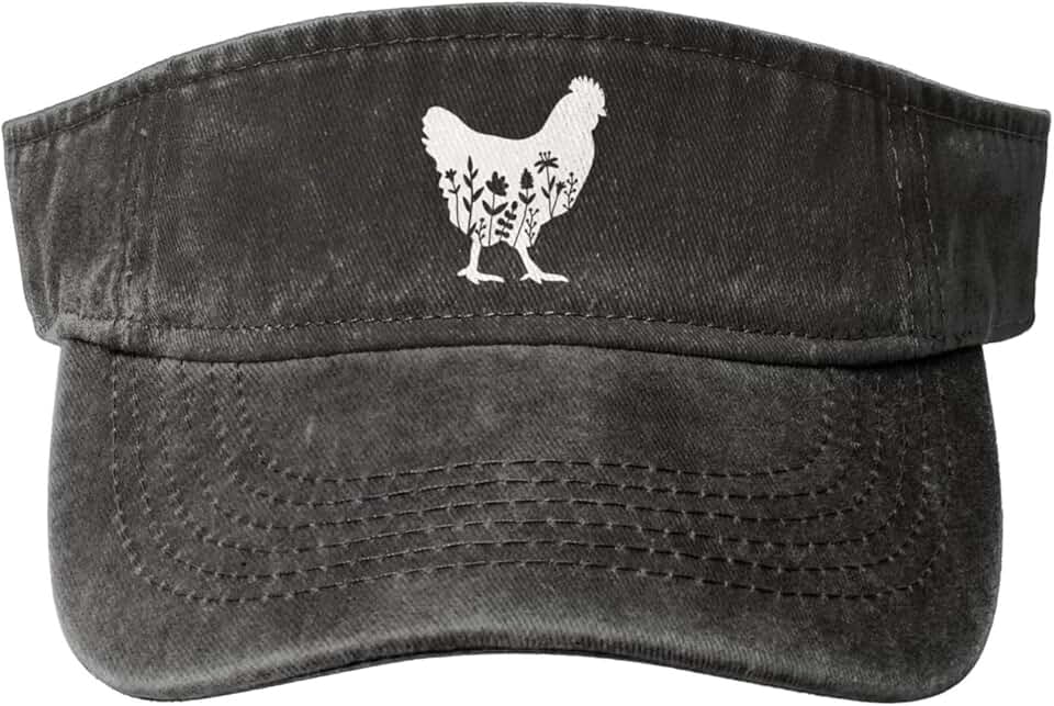 Fenmshairy Women&#x27;s Floral Chicken Sport Sun Visor Hat - Adjustable Empty Top Baseball Cap for Men Women Golf Tennis, Running