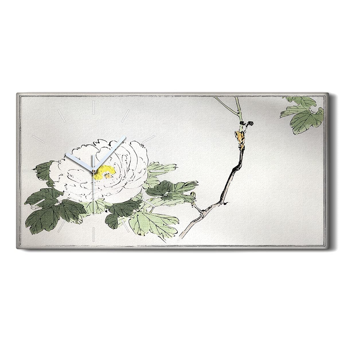 Horloge sur Toile Art Moderne Coloray Tableau Mural Fleurs Asiatiques