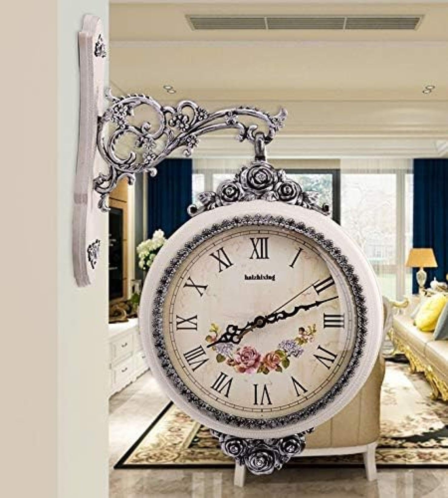 要問い合せ♥️英国風空間♥️アンティーク調両面時計店舗用品ゴールド白黒 要問い合せ♥️英国風空間♥️アンティーク調両面時計店舗用品ゴールド白黒