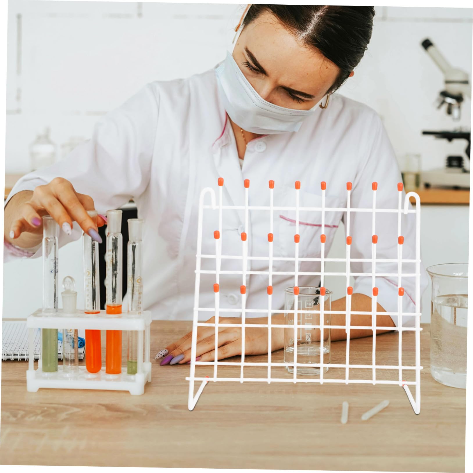Hemobllo Supporto per Provette per Essiccazione da Laboratorio in Ferro, Rack di Essiccazione 24 Posizioni, Stendibiancheria Metallico Leggero per Uso Scientifico e Industriale