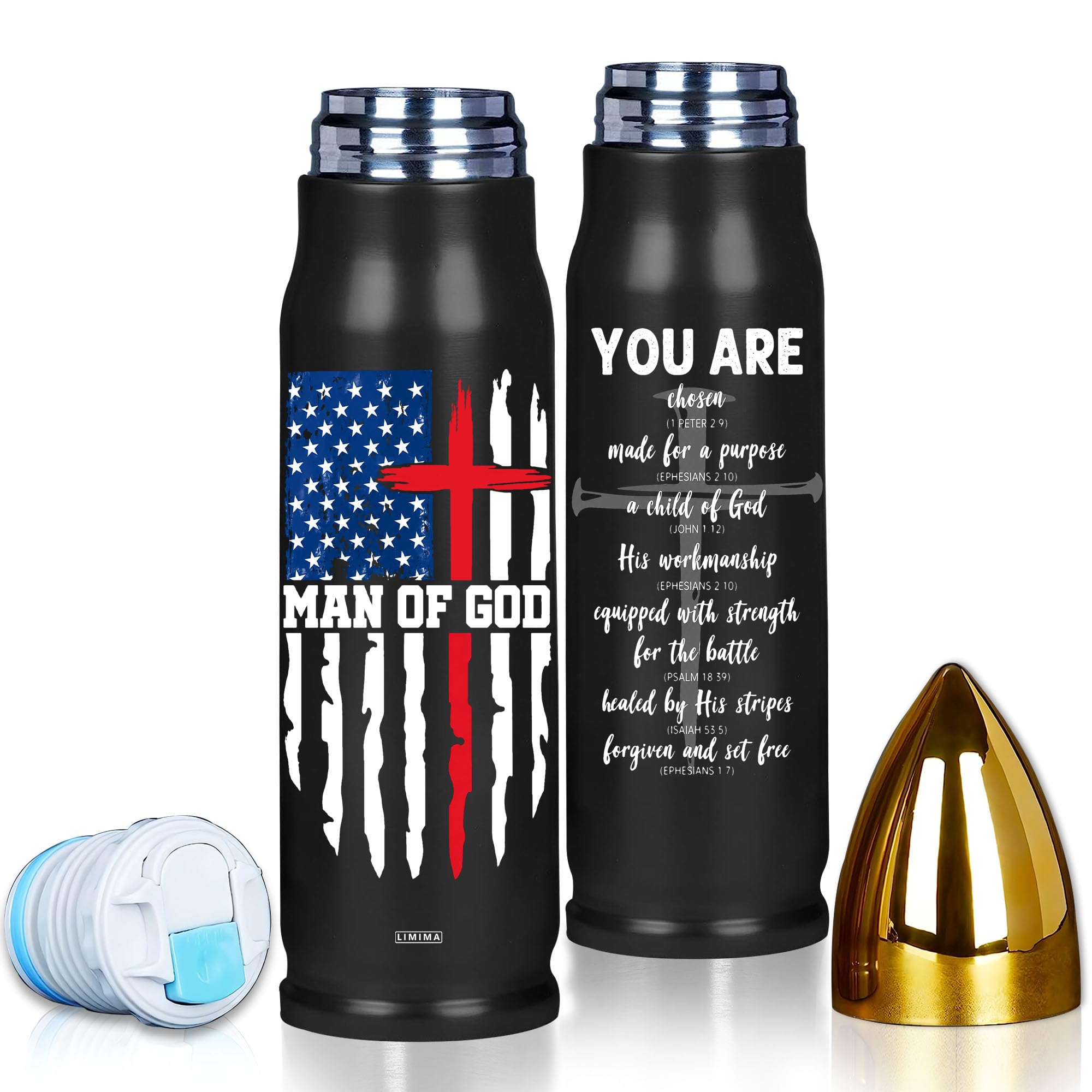 Christian Gifts for Men, Man of God Tumbler with American Flag Cross Design, Religious Faith Gift for Dad Husband Son Brother, Birthday Christmas