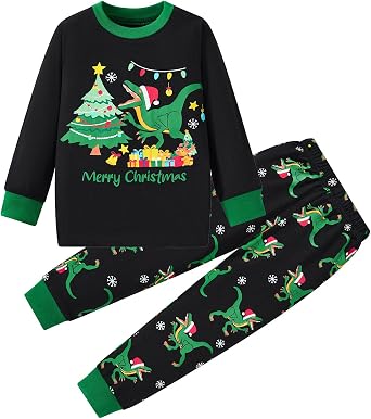 Akyzic Kids Christmas Pajamas 100% Cotton Long Sleeve Toddler Snowman Xmas Pjs Childrens Christmas Jammies Clothes 3-10T