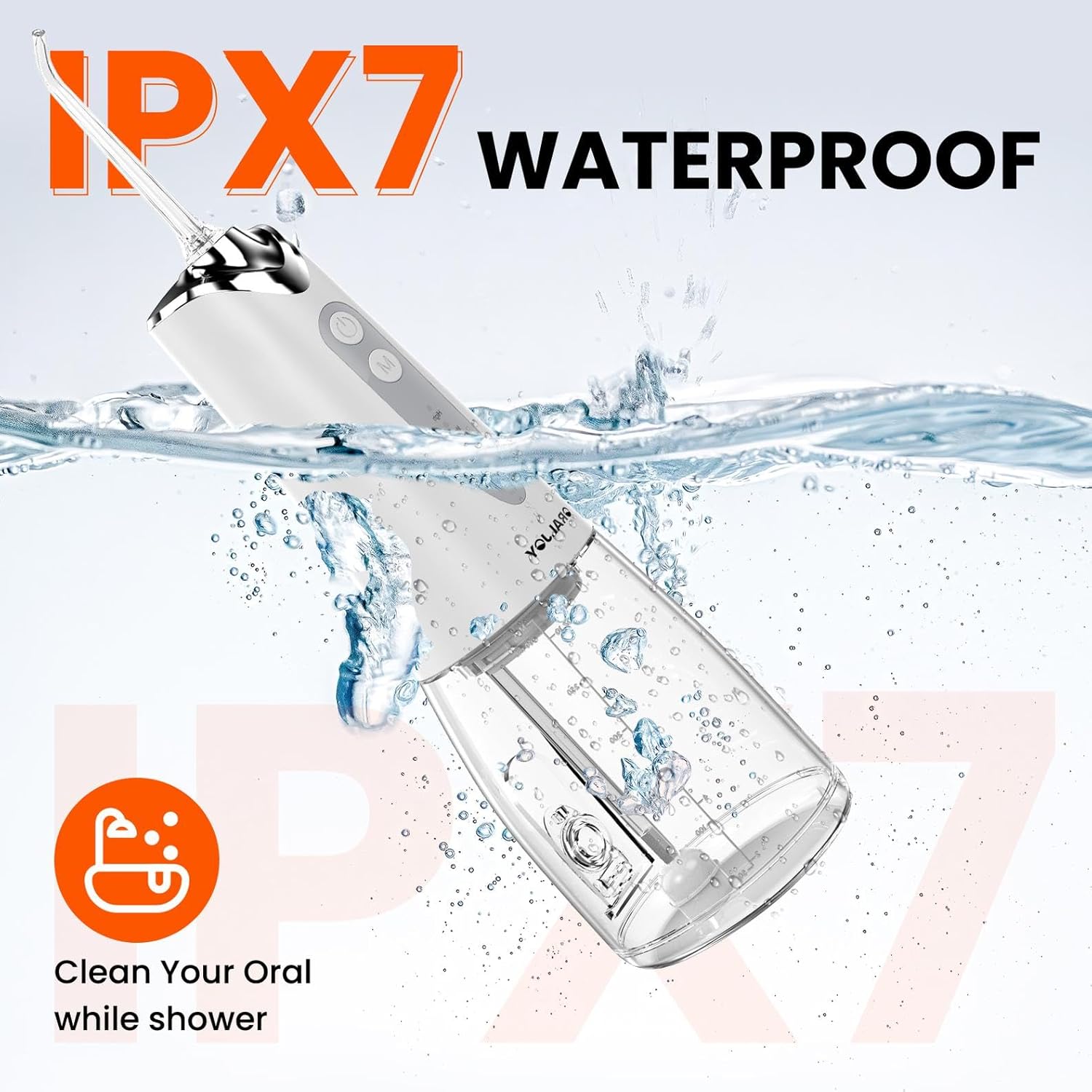 Water Dental Flosser Pick for Teeth - 300ML Portable Cordless Oral Irrigator, Rechargeable Irrigation Cleaner Professional Electric Flossing Machine for Teeth Cleaning Power Flosser Travel (White)