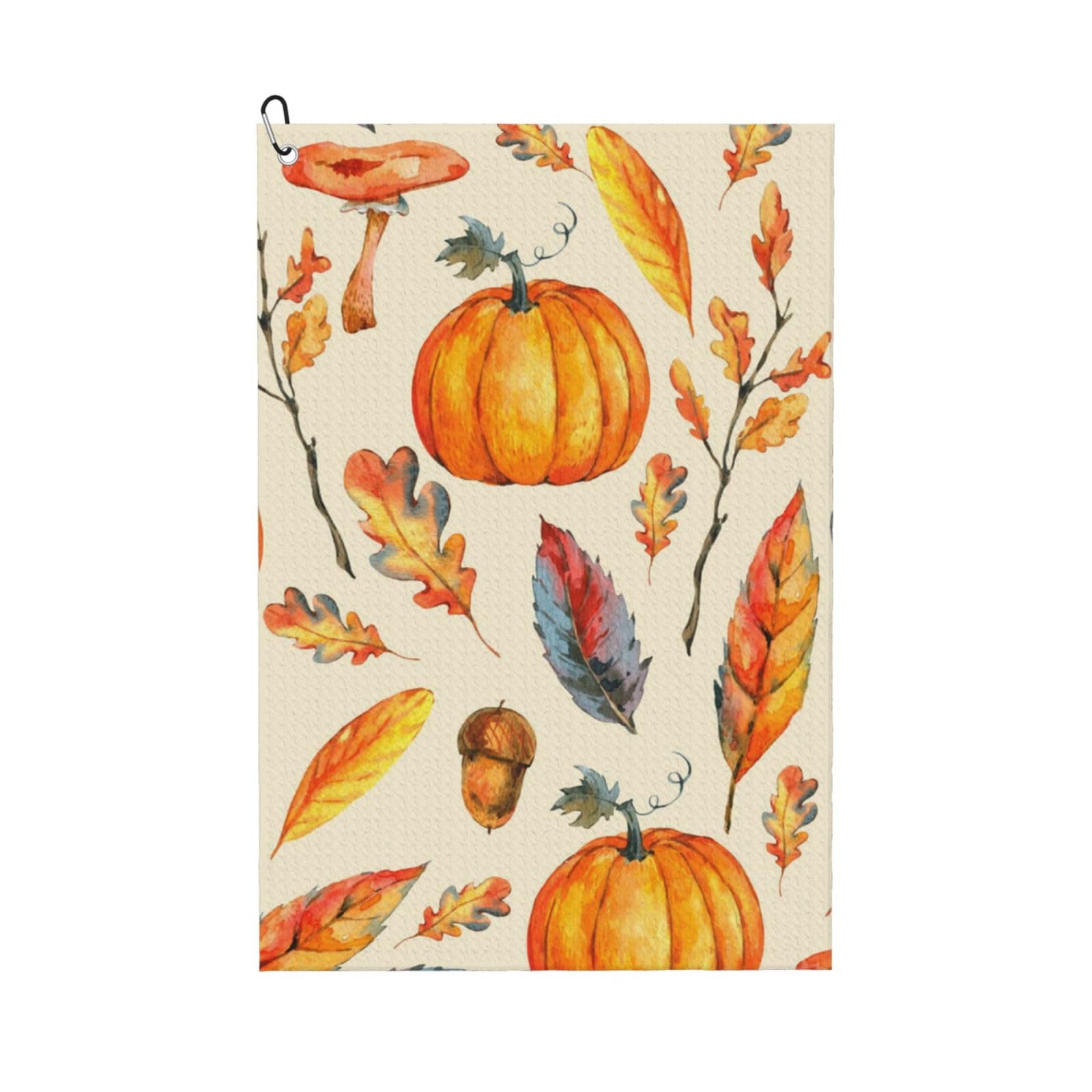 Hnnkloy Watercolor Pumpkins Leaves Mushrooms, 16x24 in Portable Waffle Golf Towels with Carabiner Clip for Golf Bag