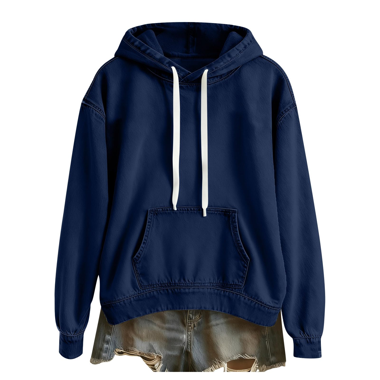 Generico Felpa Leggera Donna Felpa in Cotone Tinta Unita Caldo e Morbido Felpe Sportiva con Cappuccio Pullover da Invernale con Coulisse Classico e Comodo Sweatshirt Leggero per Fitness Jogging