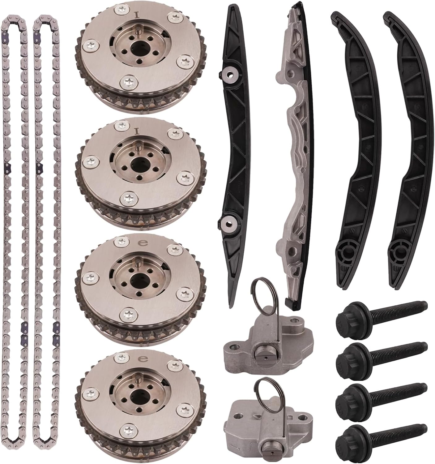 Engine Timing Chain Kit with Chains Guides Tensioners Phasers Compatible with 2015-2019 F150 2017-2019 Fusion Sport 2015-2019 Edge ST 2017-2020 Lincoln Continental 2.7L Ecoboost V6 JT4Z6268A