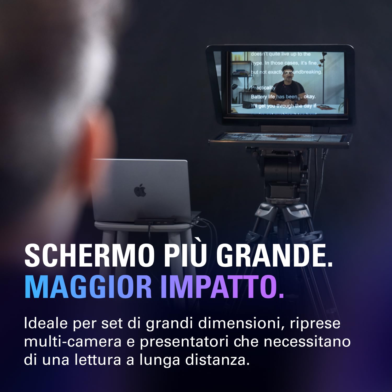 Elgato Prompter XL - Teleprompter full-size con display rimovibile, monitor per videoconferenze, per fotocamere DSLR, mirrorless e da studio, configurazione con un solo cavo – USB-C 3.2 per PC e Mac