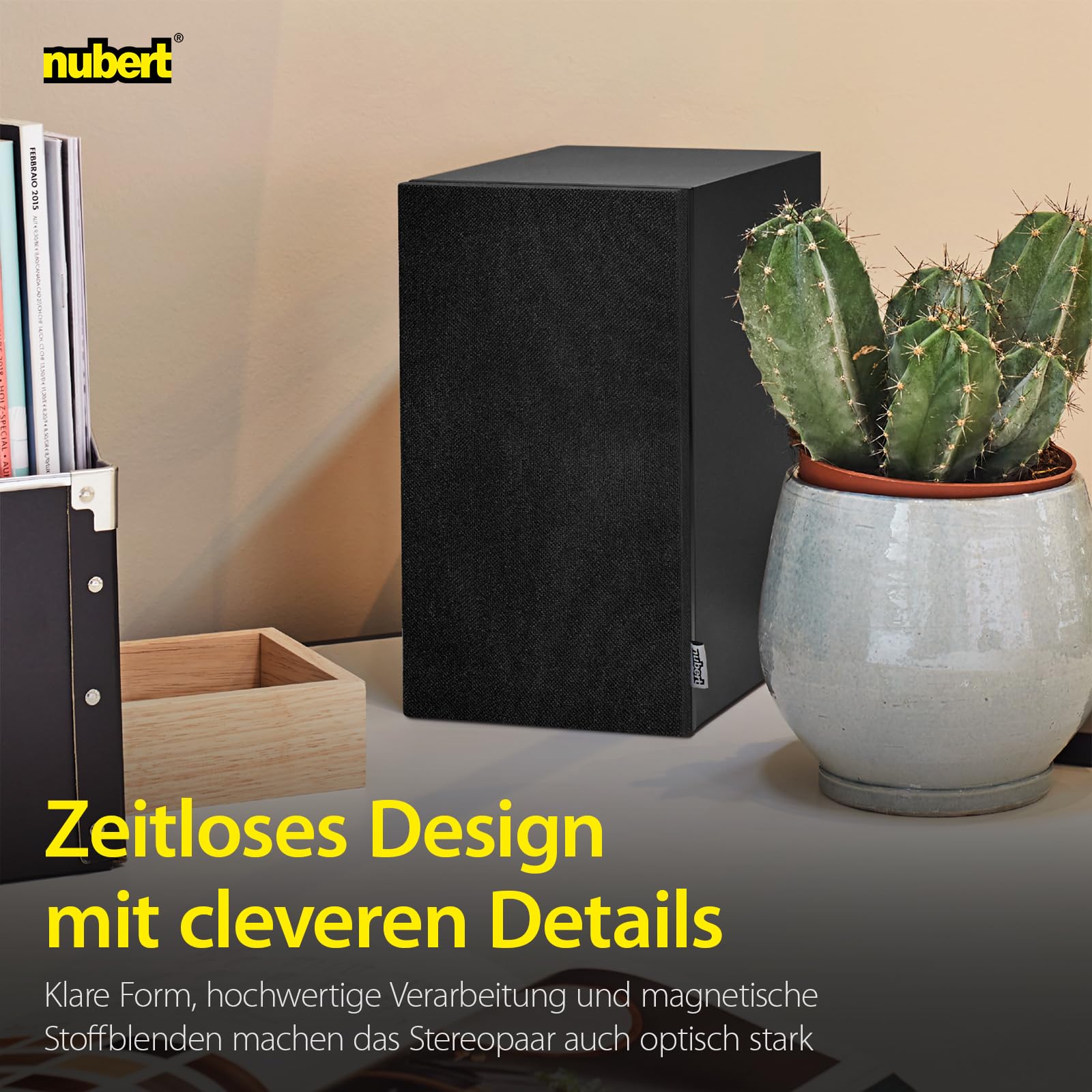 Nubert nuBoxx A-125 pro | Schwarzes PC-Lautsprecherpaar | 2 Stück Kompaktlautsprecher für Homeoffice | PC-Lautsprecher mit Bluetooth aptX HD| PC-Lautsprecher mit USB-C | Aktivboxen mit 2 Wege Technik