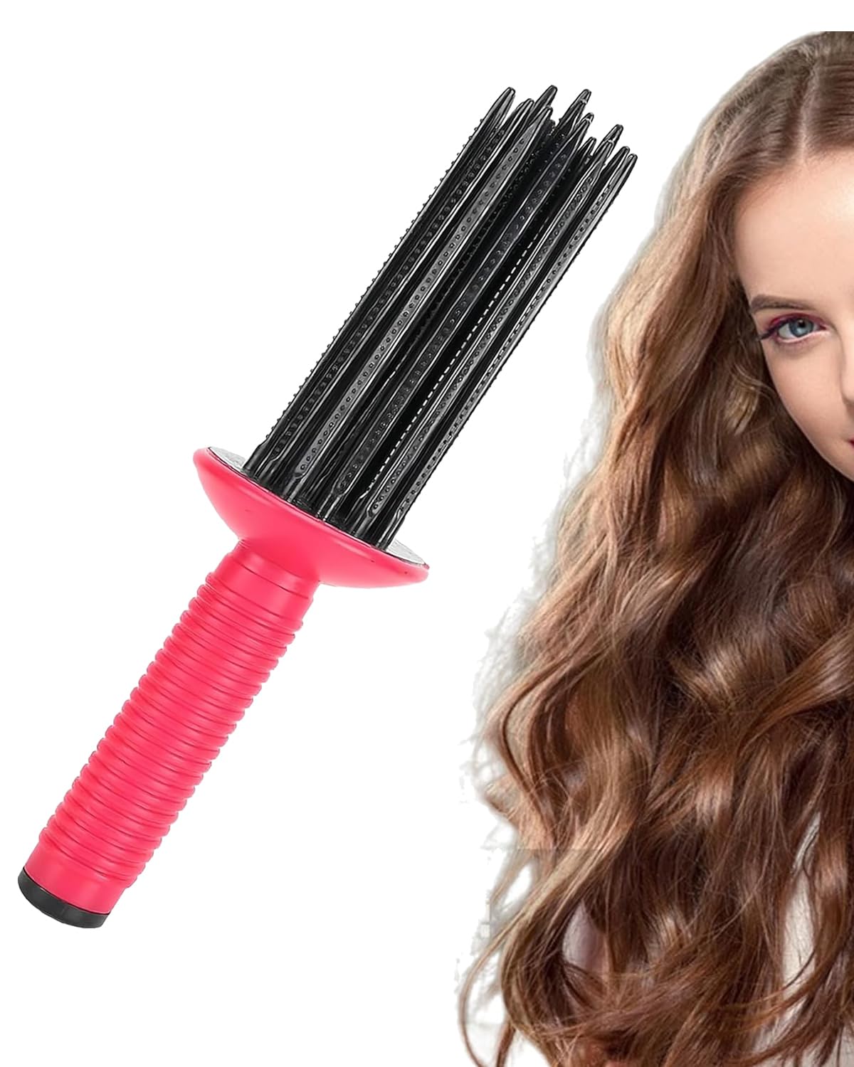Curling Comb,Hair Curler Curling Make Up Brush Roller Tool Portable,Hair Curling Roll Comb,Air Feeling Curling Wand with 17 Teeth for Fluffy Hairstyles