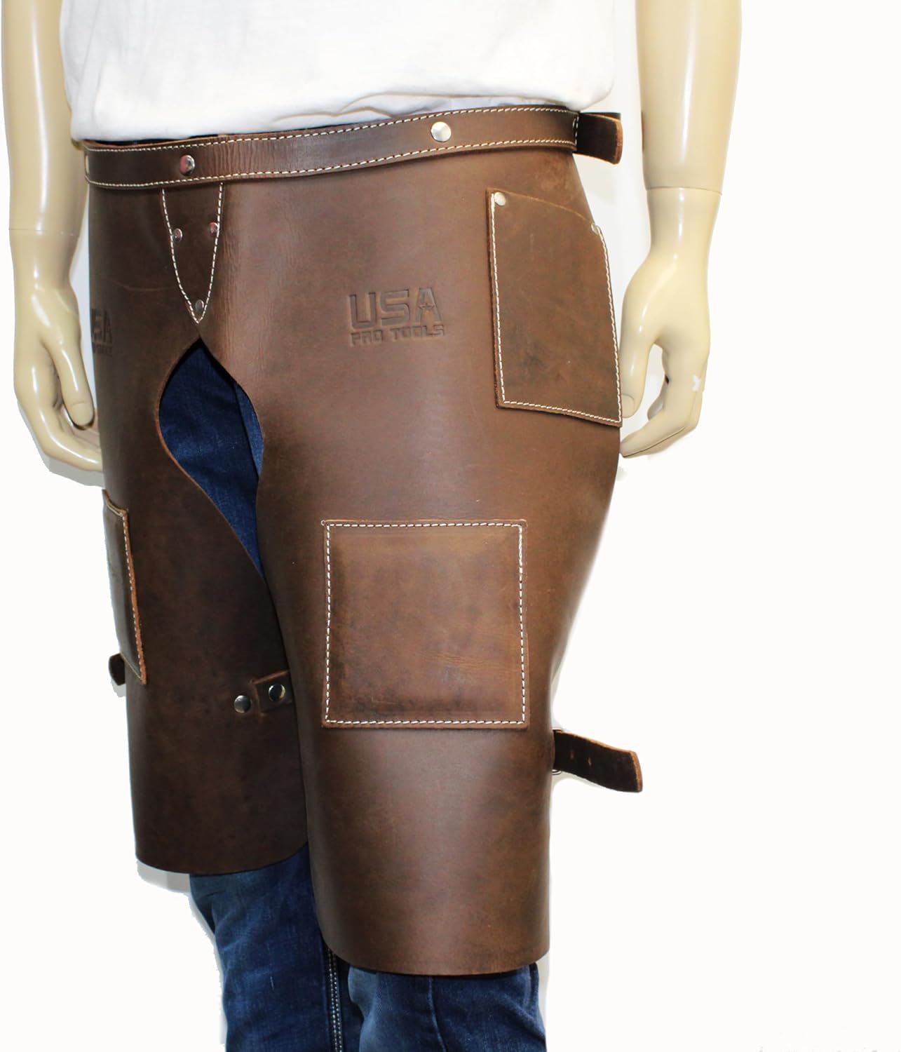 Premium Leather Leg Chap for Work – Durable Protective Gear for Outdoor Jobs, Welding, Construction, and Carpentry – Adjustable Fit, Heavy-Duty, Comfortable